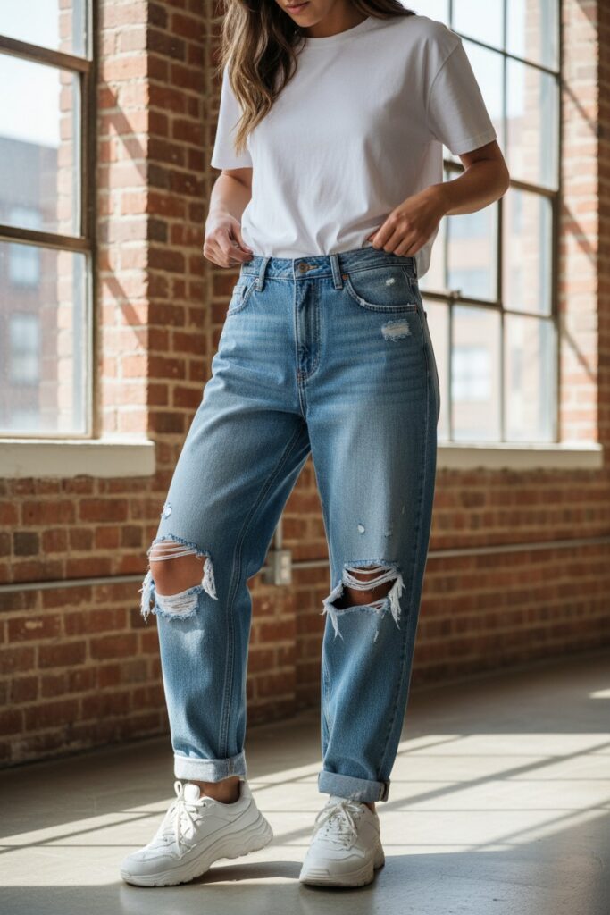 Boyfriend jeans ehk “poiss-sõbra” teksad on laia ja vaba lõikega teksapüksid.